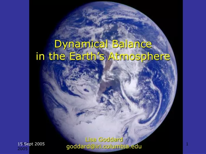 dynamical balance in the earth s atmosphere