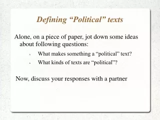 Defining “Political” texts