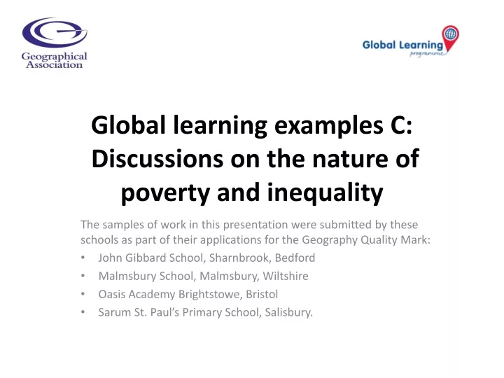global learning examples c discussions on the nature of poverty and inequality