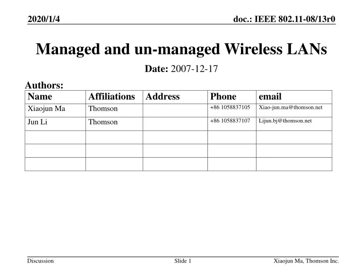managed and un managed wireless lans
