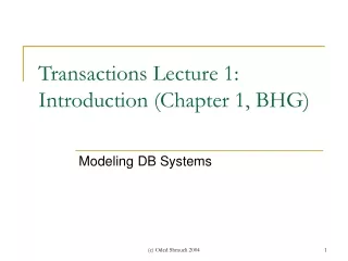 Transactions Lecture 1: Introduction (Chapter 1, BHG)
