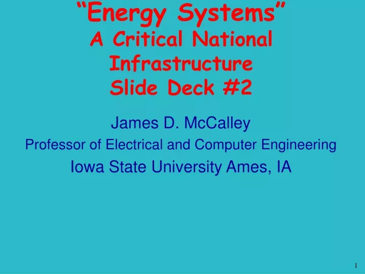 energy systems a critical national infrastructure