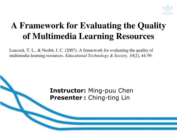 a framework for evaluating the quality of multimedia learning resources