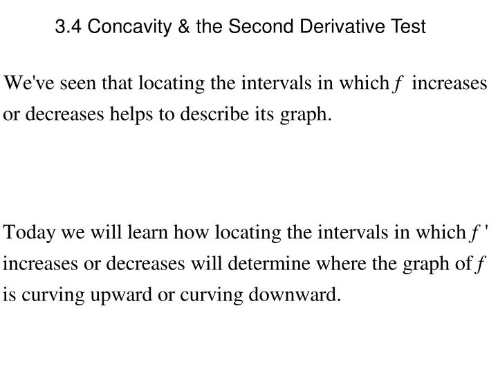 3 4 concavity the second derivative test
