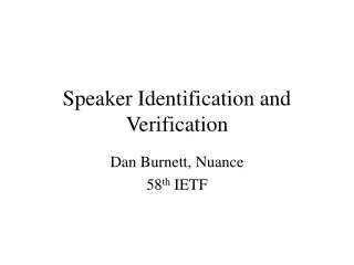 Speaker Identification and Verification