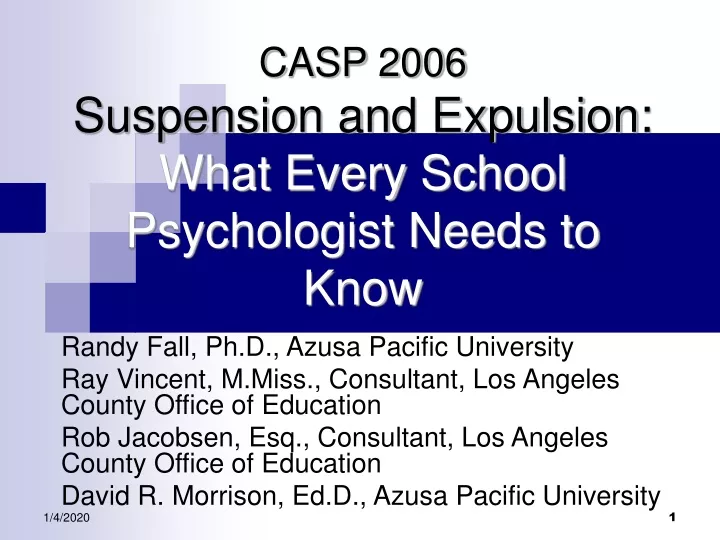casp 2006 suspension and expulsion what every school psychologist needs to know