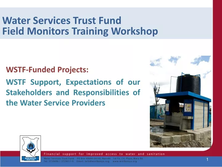 water services trust fund field monitors training