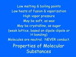 Properties of Molecular Substances