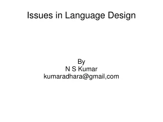 Issues in Language Design