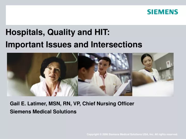 hospitals quality and hit important issues and intersections
