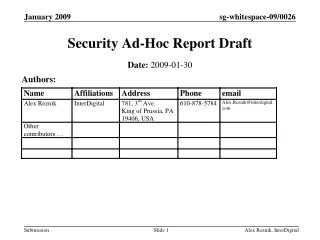 Security Ad-Hoc Report Draft