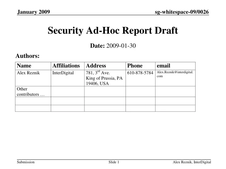 security ad hoc report draft
