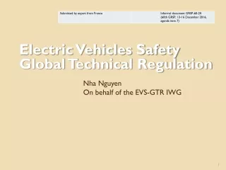 Electric Vehicles Safety Global Technical Regulation