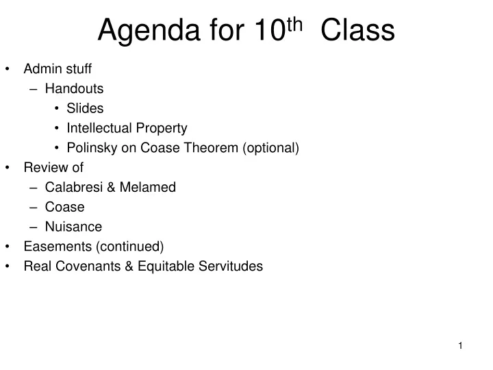 agenda for 10 th class