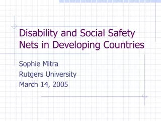 Disability and Social Safety Nets in Developing Countries