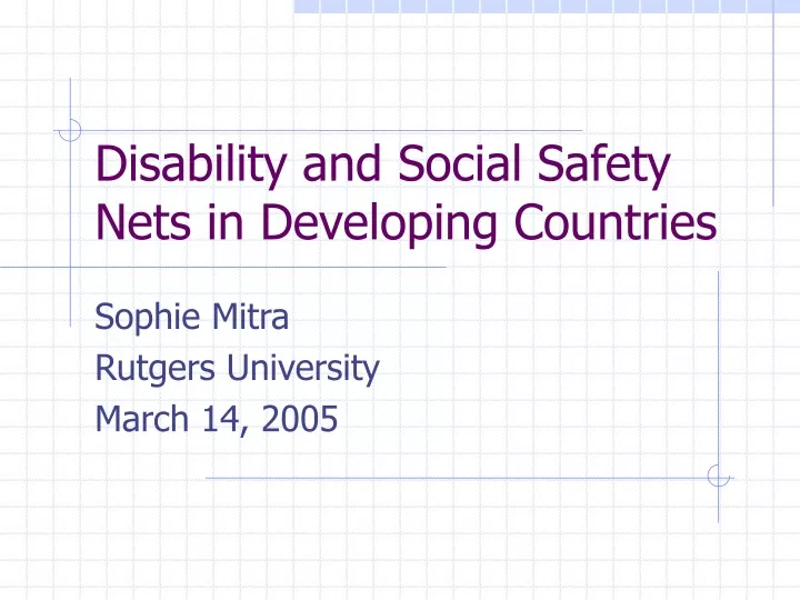 disability and social safety nets in developing countries