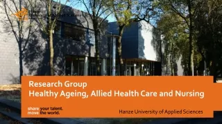 Research Group  Healthy Ageing, Allied Health Care and Nursing