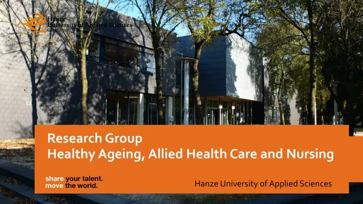 research group healthy ageing allied health care and nursing