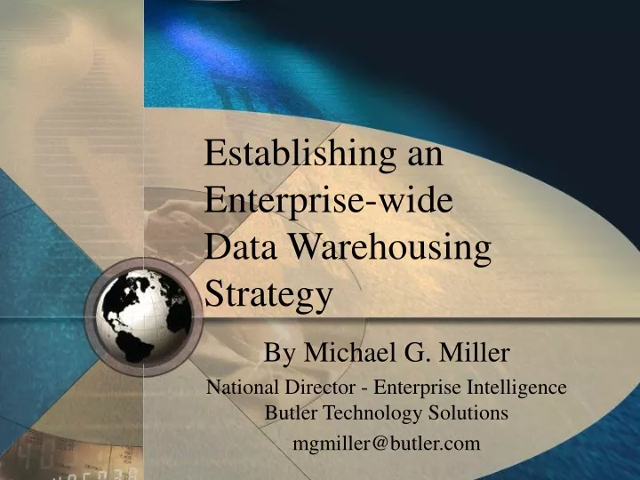 establishing an enterprise wide data warehousing strategy