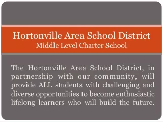 Hortonville Area School District Middle Level Charter School