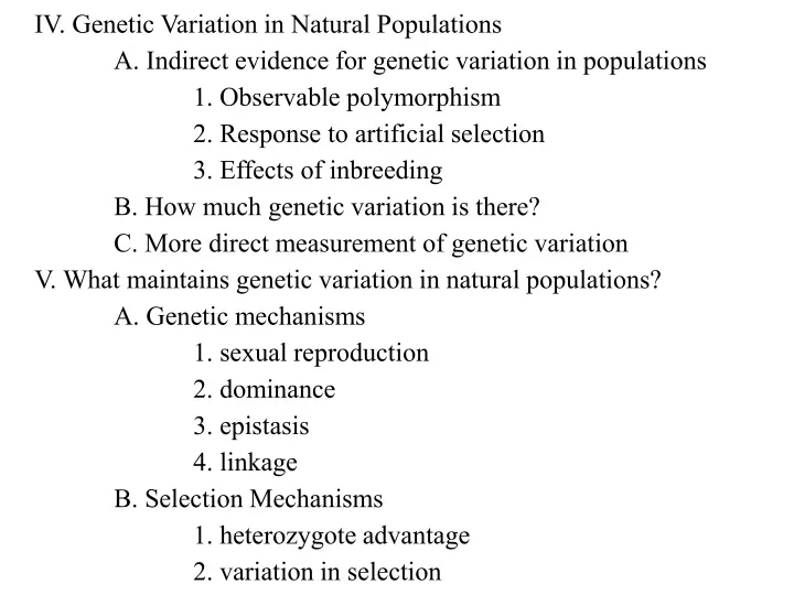 iv genetic variation in natural populations