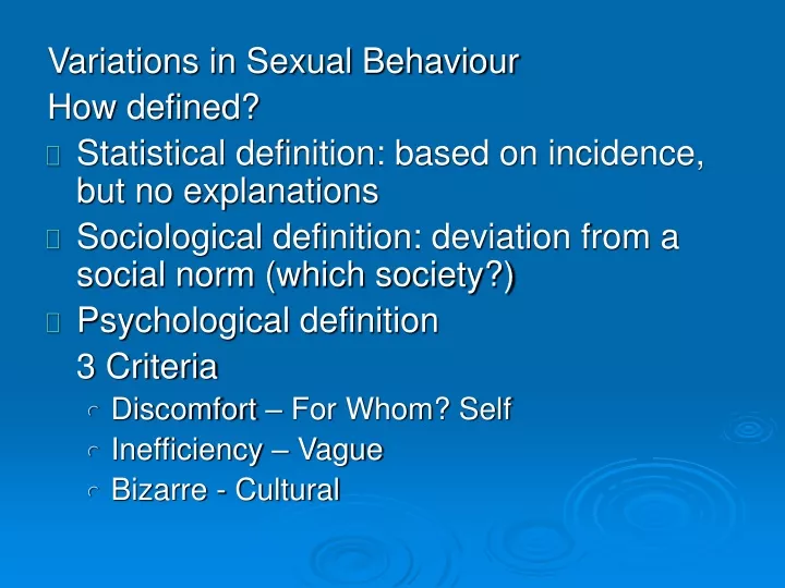 variations in sexual behaviour how defined