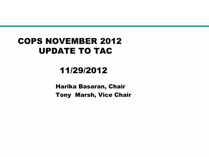 cops november 2012 update to tac 11 29 2012