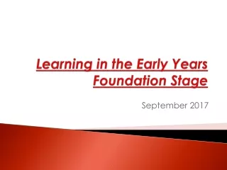 Learning in the Early Years Foundation Stage