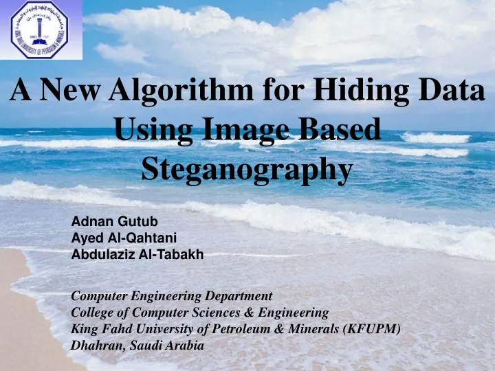 a new algorithm for hiding data using image based