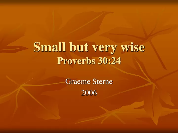 small but very wise proverbs 30 24