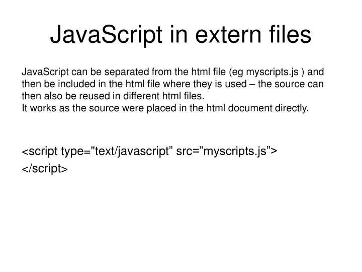 javascript in extern files