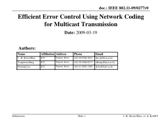 Efficient Error Control Using Network Coding for Multicast Transmission