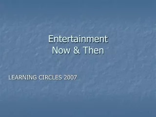 Entertainment Now &amp; Then