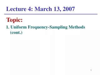 Lecture 4: March 13, 2007