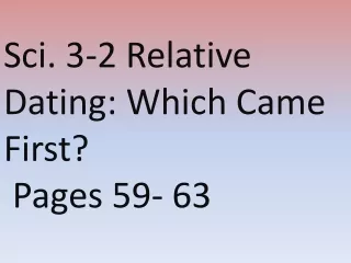 Sci. 3-2 Relative Dating: Which Came First?  Pages 59- 63