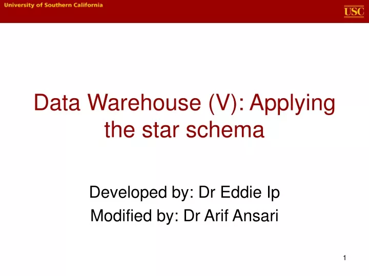 data warehouse v applying the star schema