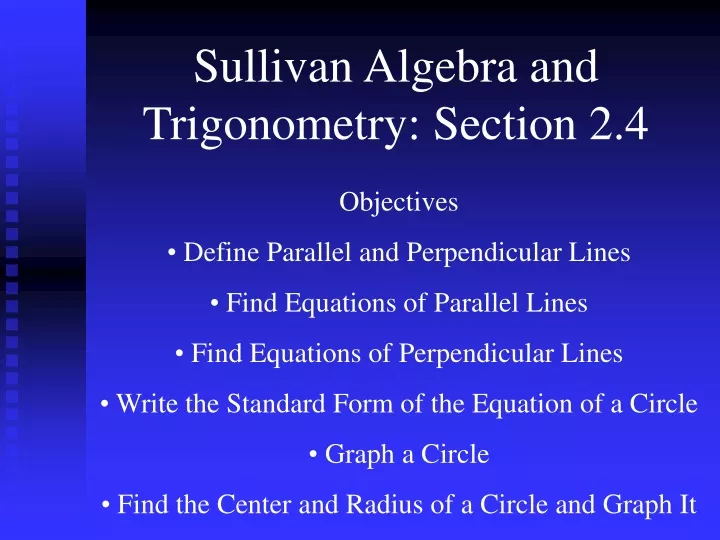 sullivan algebra and trigonometry section 2 4