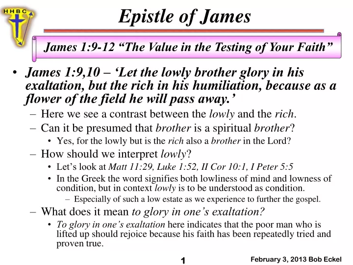 james 1 9 10 let the lowly brother glory