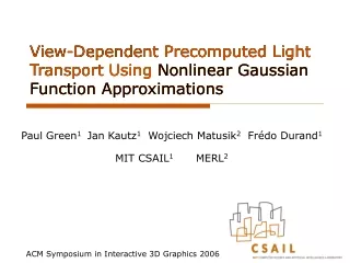 View-Dependent Precomputed Light Transport Using Nonlinear Gaussian Function Approximations