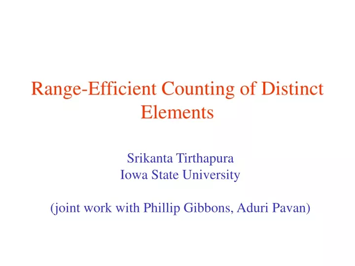 range efficient counting of distinct elements