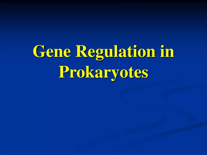 gene regulation in prokaryotes
