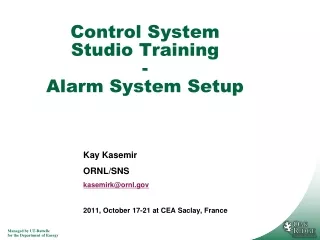 Control System Studio Training - Alarm System Setup