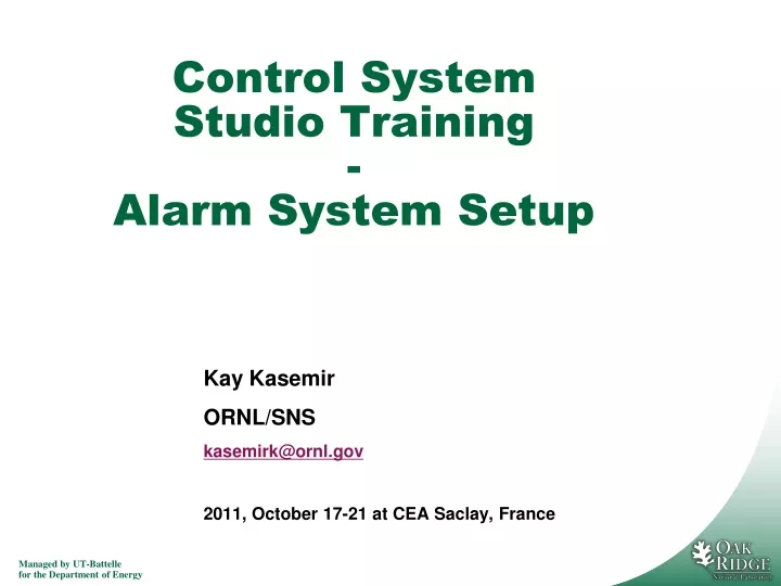 control system studio training alarm system setup