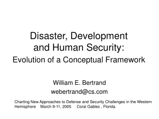 Disaster, Development  and Human Security: Evolution of a Conceptual Framework