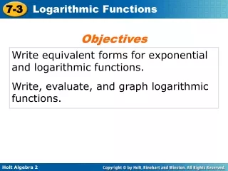 Write equivalent forms for exponential and logarithmic functions.