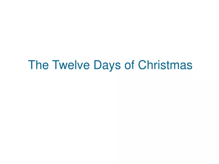 the twelve days of christmas