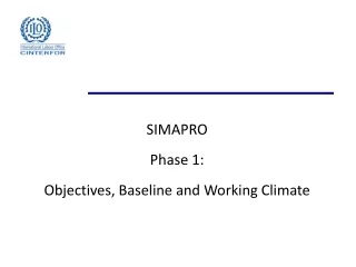 SIMAPRO Phase 1: Objectives, Baseline and Working Climate