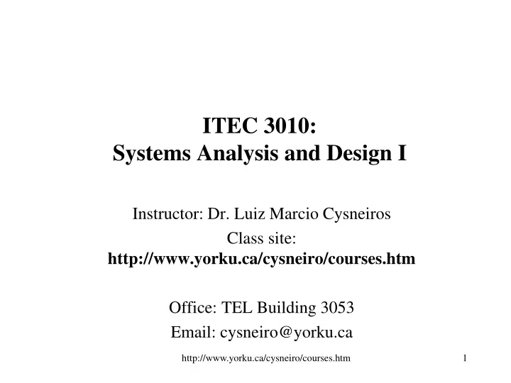 itec 3010 systems analysis and design i