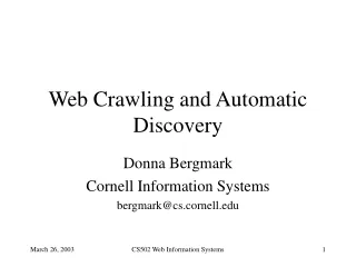 Web Crawling and Automatic Discovery