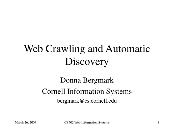 web crawling and automatic discovery